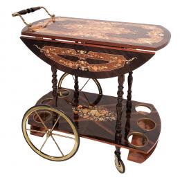 614   -  <p><span class="object_title">Carro de servir en madera de chicaranda con marquetería floral en maderas contrastadas y metal dorado, fles. del s.XX. </span>.<br></p>