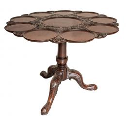 615   -  <p><span class="object_title">Mesa "Tilt-top" Jorge III en madera de caoba tallada con decoración de acantos y veneras. Inglaterra, ppios. del s.XIX. </span>.<br></p>