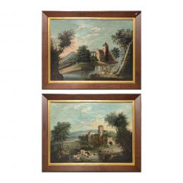275   -  <p><span class="object_title">Escuela española, s.XIX. <br/>Paisajes con figura. </span>.<br></p>