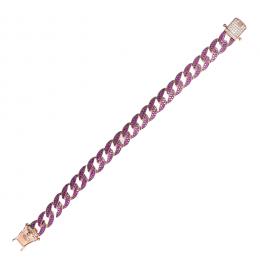 146   -  <p><span class="object_title">Pulsera articulada en plata rosa con pavé de símiles de rubí y circonitas blancas. 19 cm. </span></p>