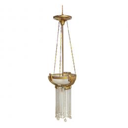 554   -  <p><span class="object_title">Lámpara de techo modernista de una luz en metal con cuentas tubulares y sartas  de cristal, ppios. del s.XX. </span>.<br></p>