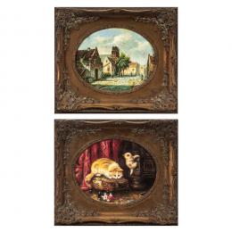 354   -  <p><span class="object_title">Escuela europea, s.XX. <br/>Gatos y Paisaje. </span>.<br></p>