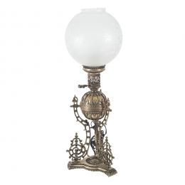 552   -  <p><span class="object_title">Lámpara de sobremesa diseño quinqué en metal plateado y globo de cristal, primer cuarto del s.XX. </span>.<br></p>