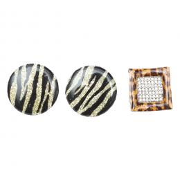 90   -  <p><span class="object_title">Lote de pendientes botón y colgante en plata y esmalte con decoración "animal print" y pavé de circonitas blancas. </span></p>