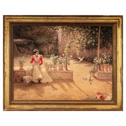 327   -  <p><span class="object_title">Escuela española, s.XIX. <br/>Muchacha en el jardín. </span>.<br></p>
