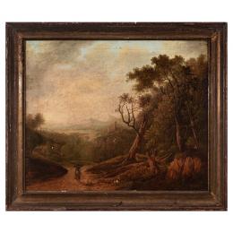302   -  <p><span class="object_title">Escuela italiana, s.XIX. <br/>Paisaje con figura. </span>.<br></p>