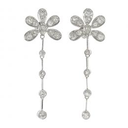 31   -  <p><span class="object_title">Pendientes largos diseño floral en platino con diamantes tallas brillante y perilla, 3,15 ct aprox. 11,62 gr. 5,5 cm. </span></p>