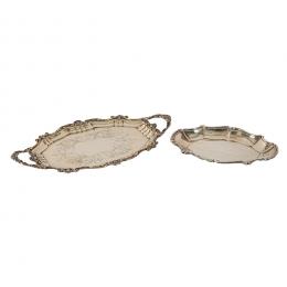 517   -  <p><span class="object_title">Lote de dos bandejas en plata española punzonada, una 800 milésimas, s.XX. </span>.<br></p>