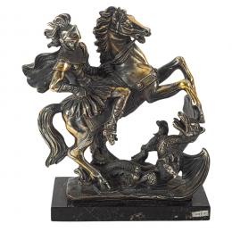 509   -  <p><span class="object_title">San Jorge matando al dragón. Figura en plaqué plata sobre base en mármol, s.XX. </span>.<br></p>