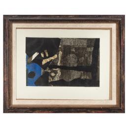 762   -  <p><span class="object_title">Antoni Clavé (Barcelona, 1913-Saint Tropez, Francia, 2005) <br/>Ocre, noir et bleu. </span>.<br></p>