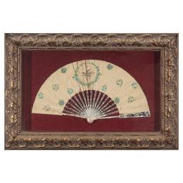 553   -  <p><span class="object_title">Abanico con país en seda pintada representando aves y flores y varillaje en nácar, ppios. del s.XX. <br/></span>.<br></p>