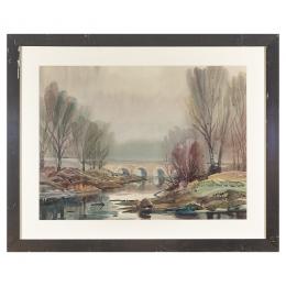493   -  <p><span class="object_title">José González Collado (Ferrol, La Coruña, 1926-2018) <br/>Paisaje con río. </span>.<br></p>
