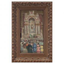 308   -  <p><span class="object_title">Constantino Gómez  (Valencia, 1865-1937) <br/>Interior de iglesia con figuras. </span>.<br></p>