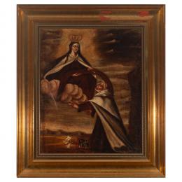 238   -  <p><span class="object_title">Escuela española, s.XVIII. <br/>La Virgen del Carmen entrega el escapulario a Simon Stock.</span>.<br></p>
