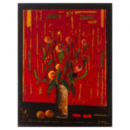 490   -  <p><span class="object_title">Joaquim Hidalgo (Cantallops, Girona, 1933-Barcelona, 2011) <br/>Jarrón con flores. </span>.<br></p>