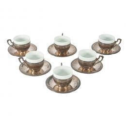 521   -  <p><span class="object_title">Juego de seis tazas de café con plato en plata española punzonada V. Sarti, s.XX. </span>.<br></p>