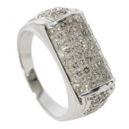 48   -  <p><span class="object_title">Sortija estilo Art Déco en oro blanco con diamantes tallas brillante y princesa, 2 ct aprox. 9,36 gr. Nº 18. </span></p>