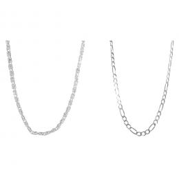 140   -  <p><span class="object_title">Pareja de cadenas en plata, una tubular. 60 cm cada una. </span></p>