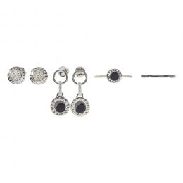 135   -  <p><span class="object_title">Pareja de sortijas y pareja de pendientes estilo Bvlgari en plata con circonitas blancas y ónix. Nº 13. </span></p>