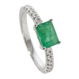 25   -  <p><span class="object_title">Sortija en oro blanco con esmeralda talla rectangular, 0,55 ct aprox. y brazos de diamantes talla brillante engastados en garras, 0,12 ct aprox. 3,38 gr. Nº 13. </span></p>