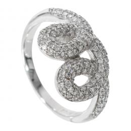 76   -  <p><span class="object_title">Sortija en oro blanco con centro diseño róleos de pavé de diamantes talla brillante, 0,70 ct aprox. 5,4 gr. Nº 16. </span></p>