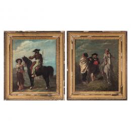 303   -  <p><span class="object_title">Escuela española, s.XIX. <br/>Personajes goyescos. </span>.<br></p>