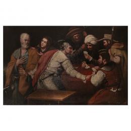 227   -  <p><span class="object_title">Escuela francesa, s.XVII. Seguidor de Caravaggio. <br/>La negación de San Pedro. </span>.<br></p>
