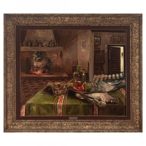 Andoni de Uranzu (Bilbao, 1923-1986) Interior de cocina. 