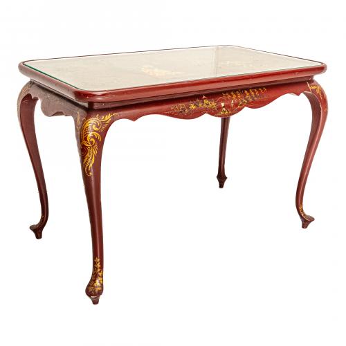 Mesita auxiliar rectangular estilo oriental en madera lacad