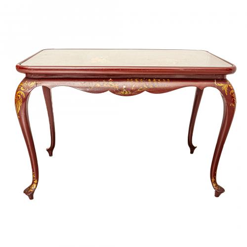 Mesita auxiliar rectangular estilo oriental en madera lacad