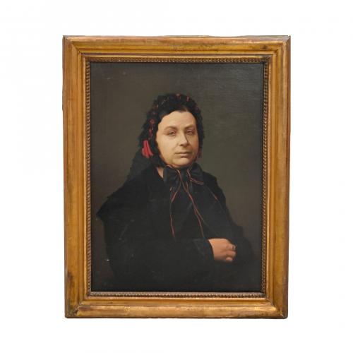 Escuela española, s.XIX. Retratos de dama y caballero. 
