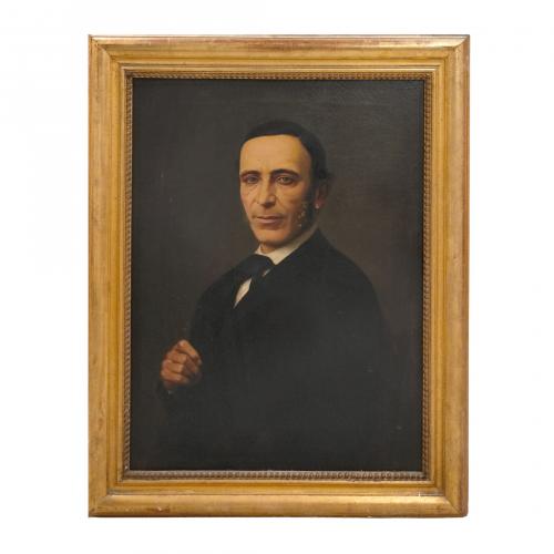 Escuela española, s.XIX. Retratos de dama y caballero. 
