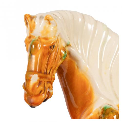 Pareja de caballos estilo Tang en cerámica esmaltada y vidr