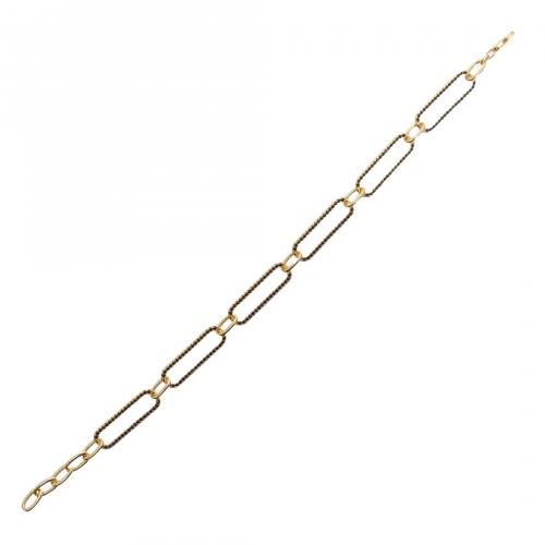 Pulsera de eslabones en plata dorada con pavé de circonitas