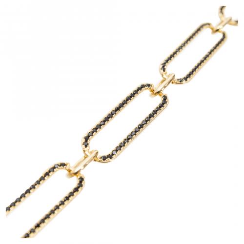 Pulsera de eslabones en plata dorada con pavé de circonitas