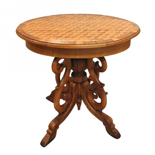 Mesa auxiliar oval Victoriana en madera de limoncillo y nog