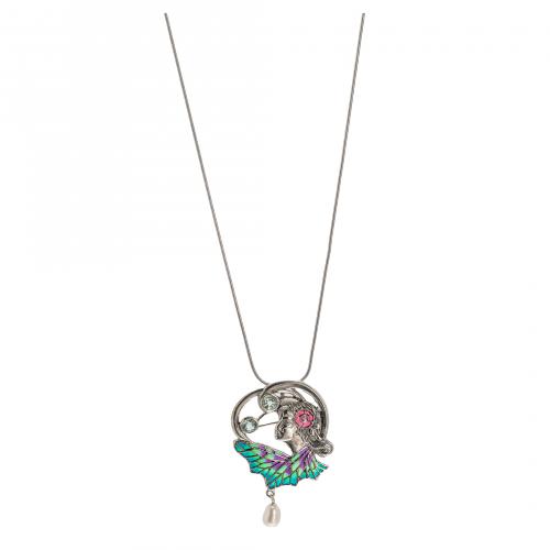 Broche-colgante estilo modernista diseño perfil femenino y 