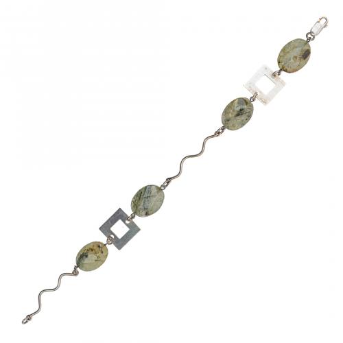 Lote de collar y pulsera en plata con turmalinas. 44 y 21 c