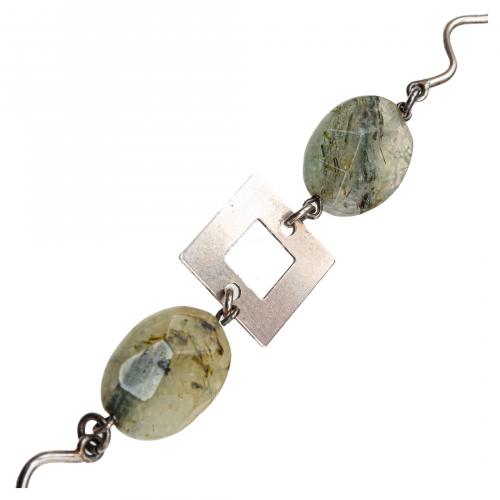 Lote de collar y pulsera en plata con turmalinas. 44 y 21 c