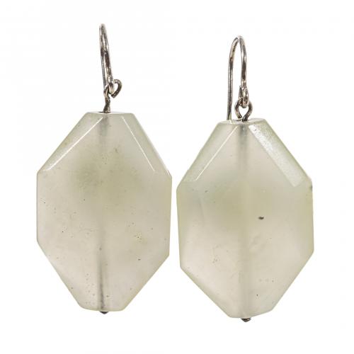 Juego de pulsera y pendientes en plata con cuentas hexagona