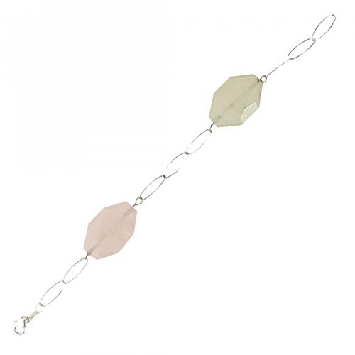 Juego de pulsera y pendientes en plata con cuentas hexagona