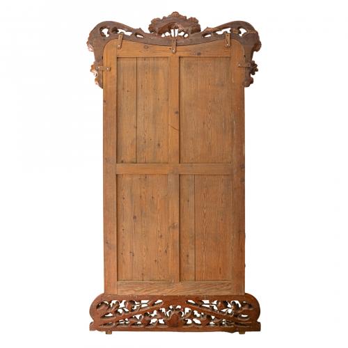 Gran espejo estilo modernista en madera de cerezo tallada c