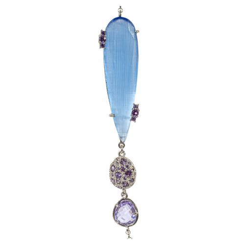 Juego de collar y pulsera en plata con amatistas facetadas 