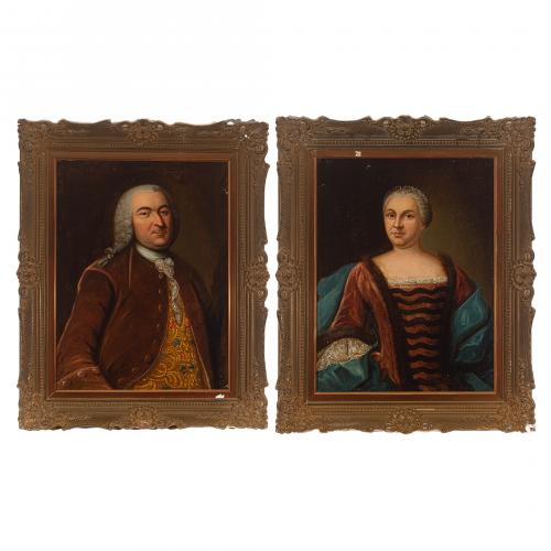 Escuela alemana, s.XVIII. Retratos de dama y caballero. 