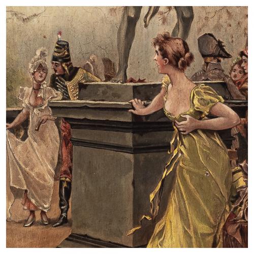 Escuela española, s.XIX. Escena galante en el parque. 