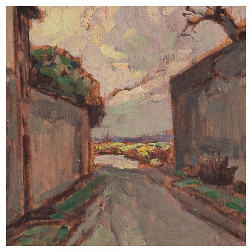 Gino Romiti (Livorno, 1881-1967) Calle de pueblo. 