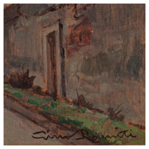 Gino Romiti (Livorno, 1881-1967) Calle de pueblo. 