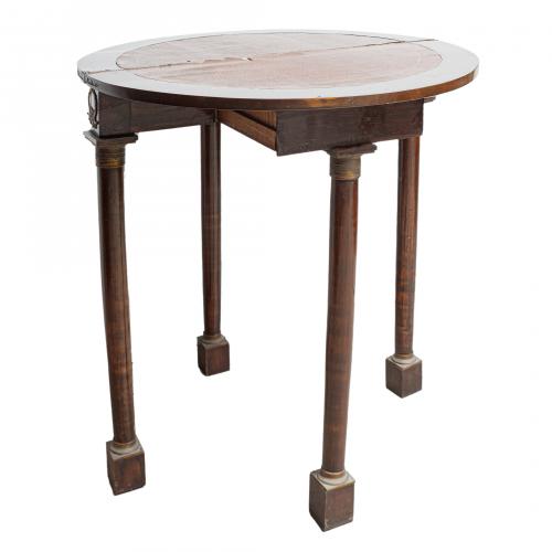 Mesa media luna Imperio en madera con aplicaciones en bronc