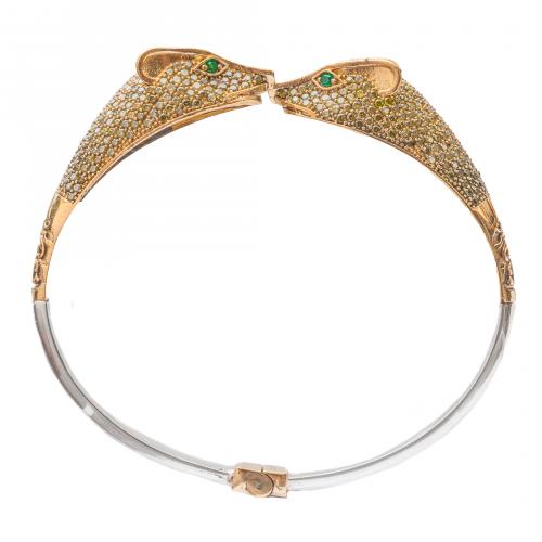 Pulsera esclava estilo Cartier en plata y plata dorada con 