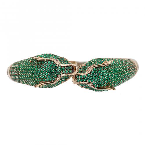 Pulsera esclava estilo Cartier en plata y plata dorada con 